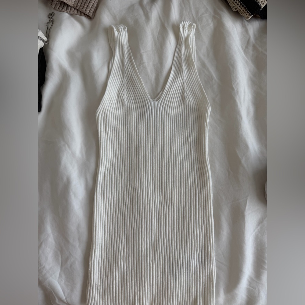 White Ribbed Tank Top